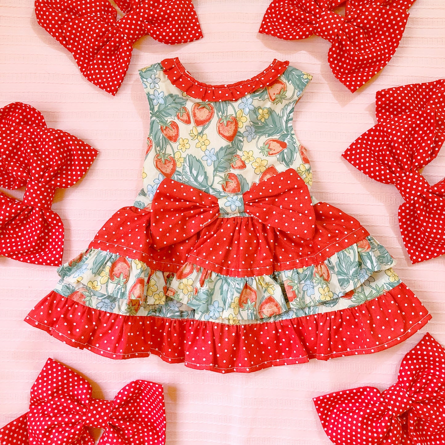 Strawberry Polka Red Pet Handmade Dress