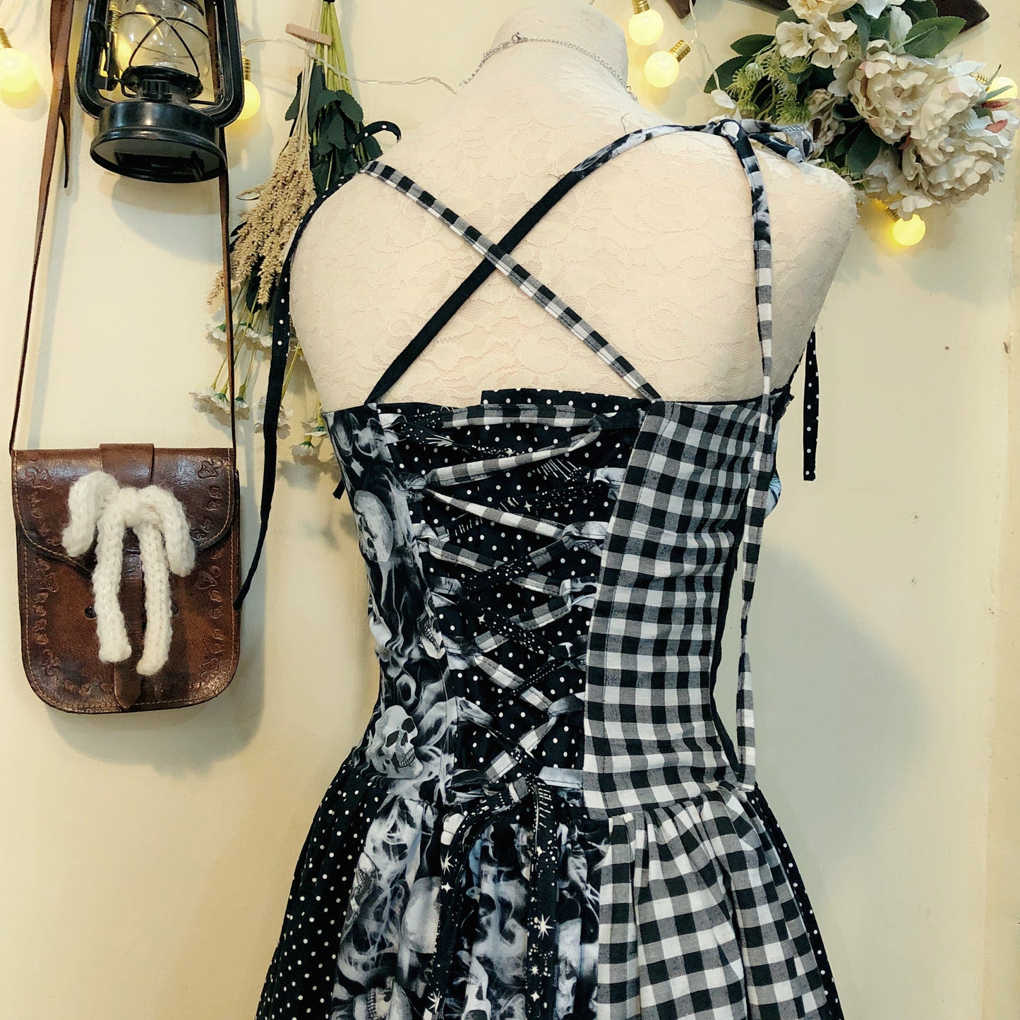 Halloween Party Patchwork Corset Handmade Dress