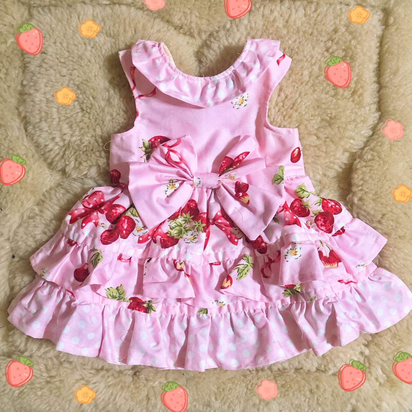 Strawberry Cotton Pet Handmade Dress