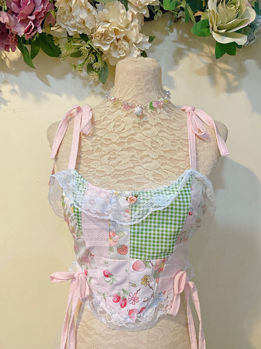 Sweet Pink Patchwork Handmade Cutie Top