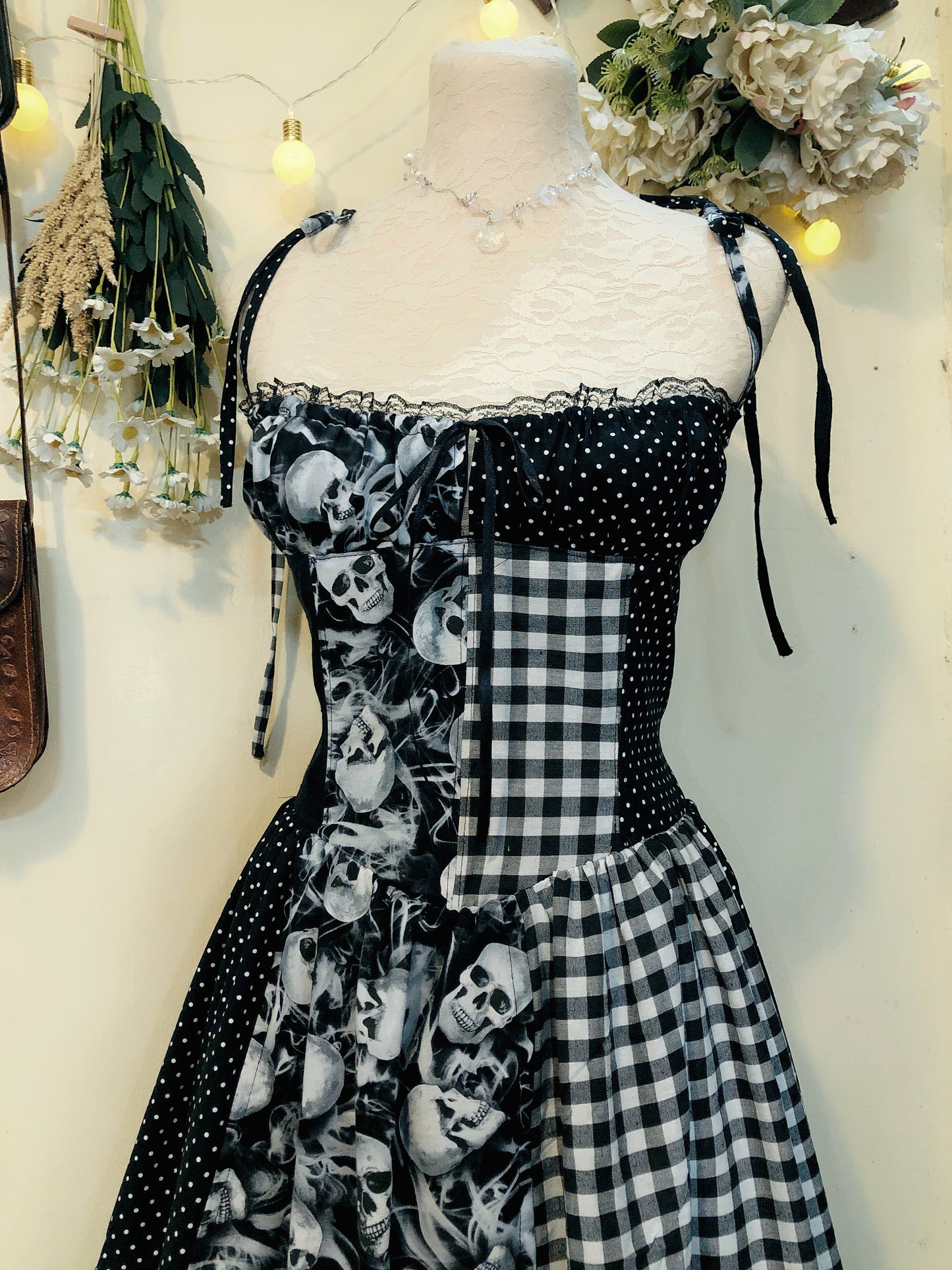 Halloween Party Patchwork Corset Handmade Dress