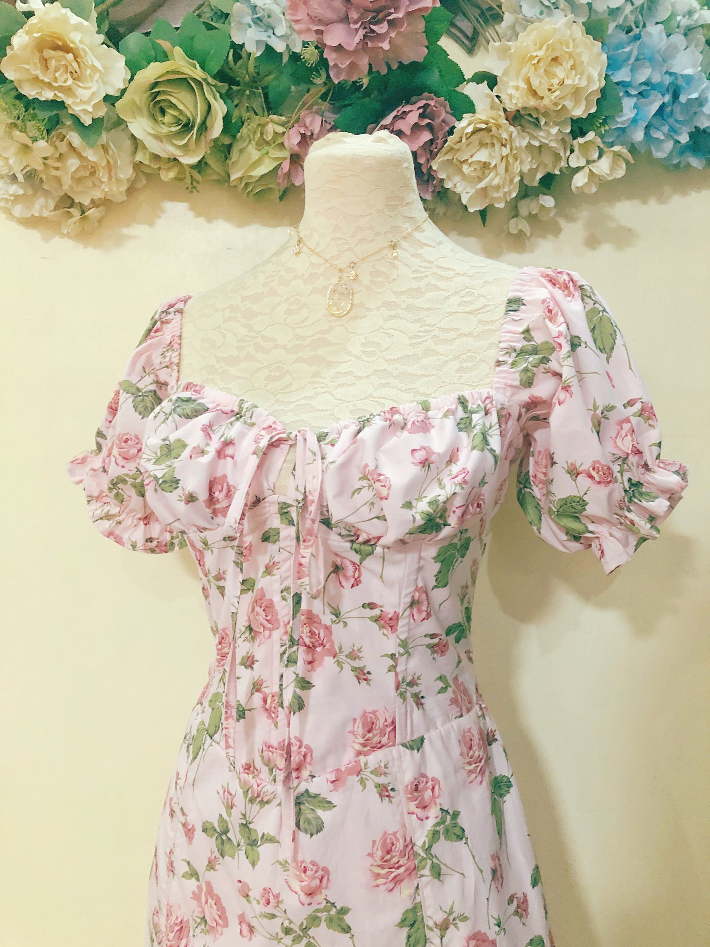 Pink Rose Corset Handmade Dress