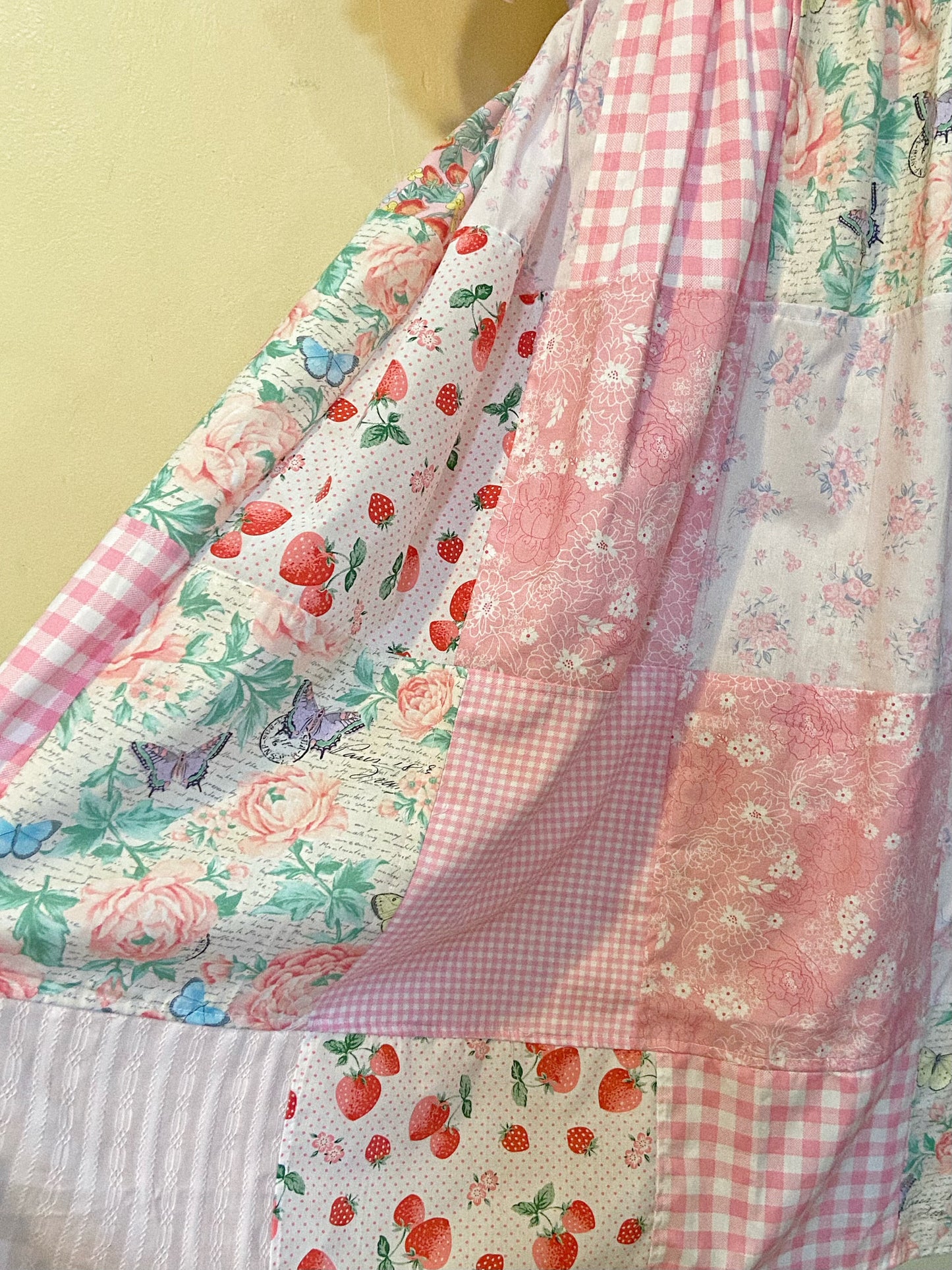 Sweet Strawberry Patchwork Handmade Dress