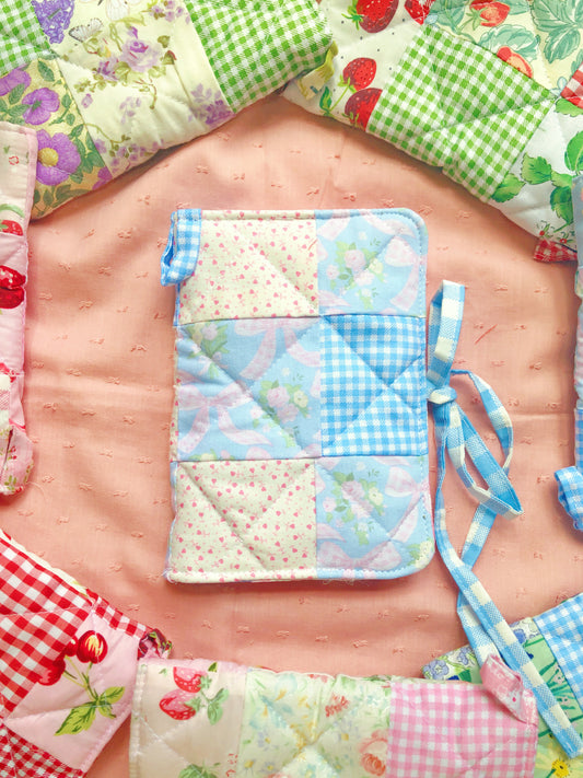 A6 Blue and Pink Quilted Patchwork Journal / Notebook Cover