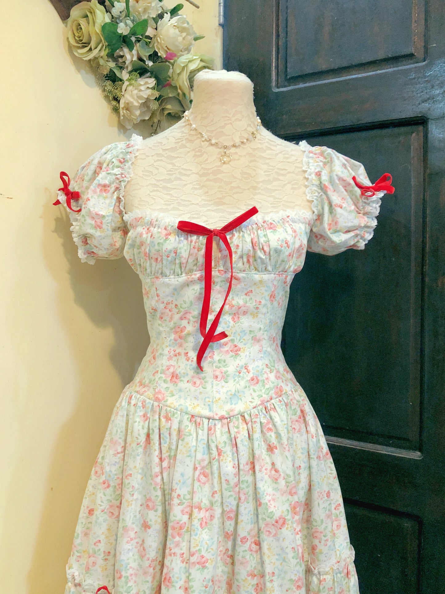 Dainty Roses Milkmaid Corset Handmade Dress
