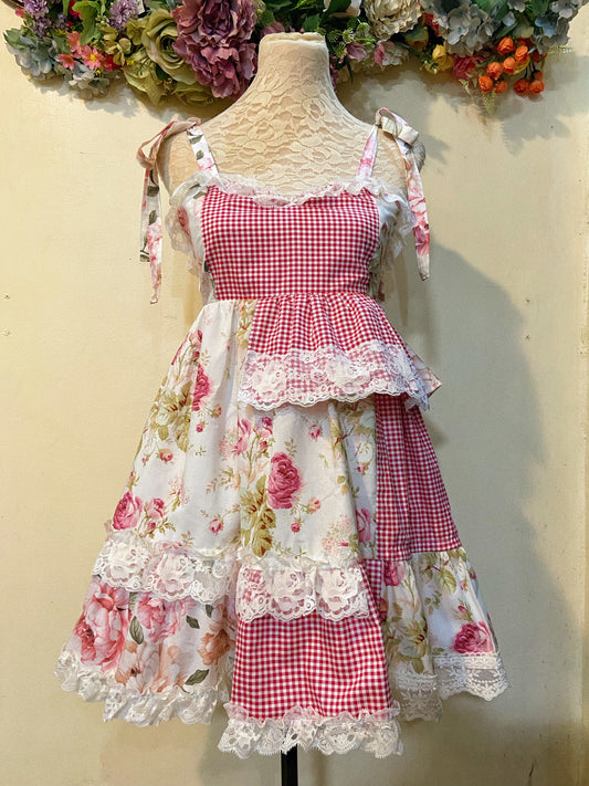 Dainty Rose Garden Patchwork Handmade Dress