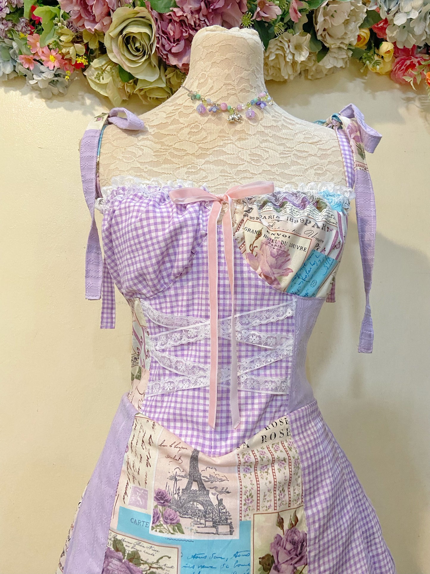 Purple Blooms Patchwork Handmade Dress