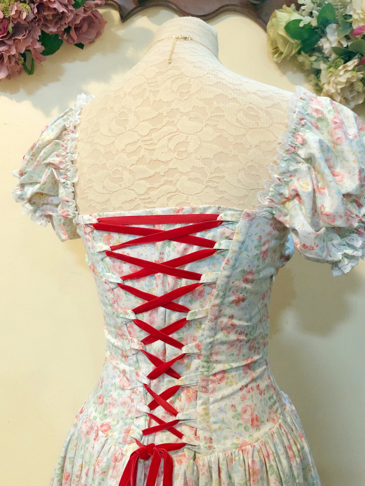 Dainty Roses Milkmaid Corset Handmade Dress