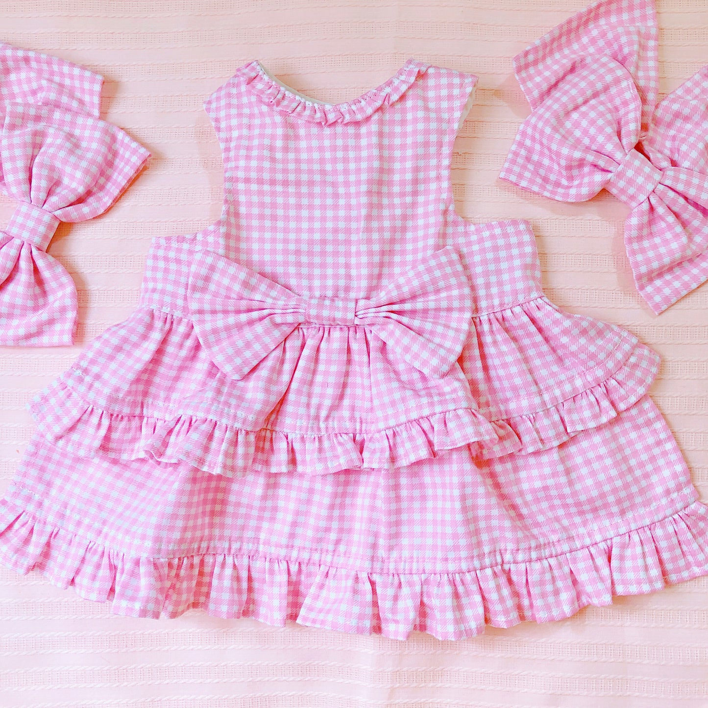 Cutie Pink Gingham Pet Handmade Dress