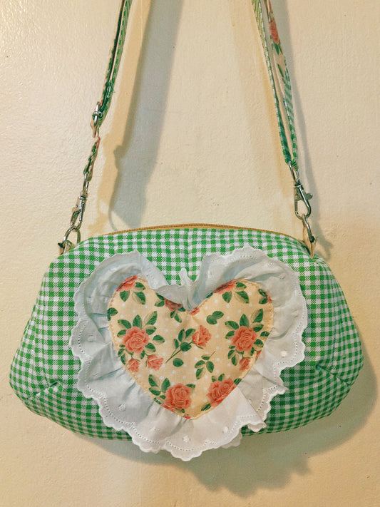 Green Gingham Patchwork Dolly Bags