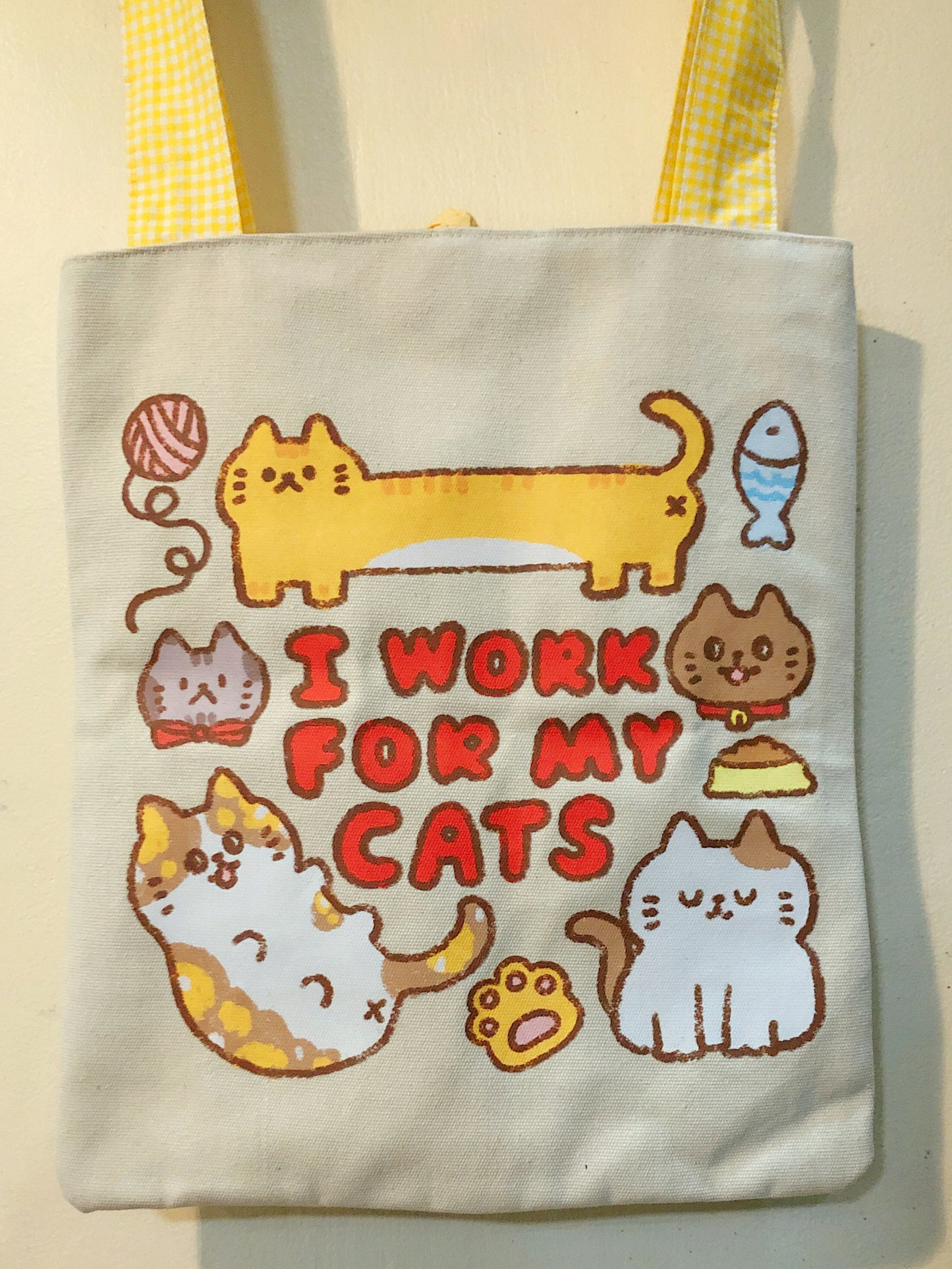 I work for mg Cats Handmade Tote Bag