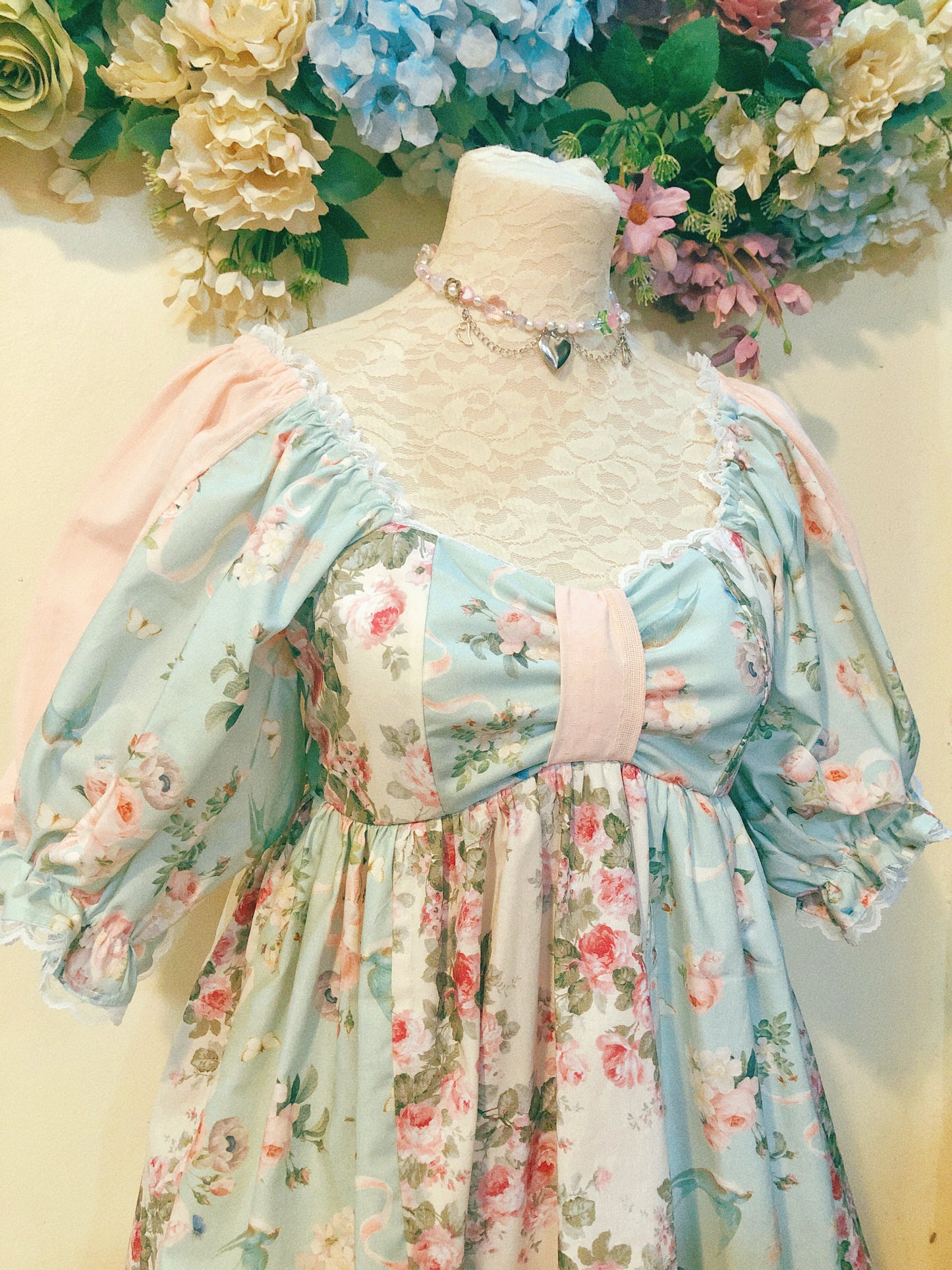 Dainty Floral Patchwork Handmade Dress