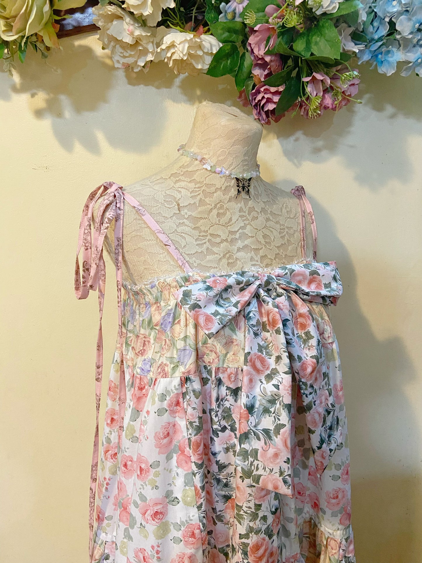 Floral Meow Meow Patchwork Duster Dress