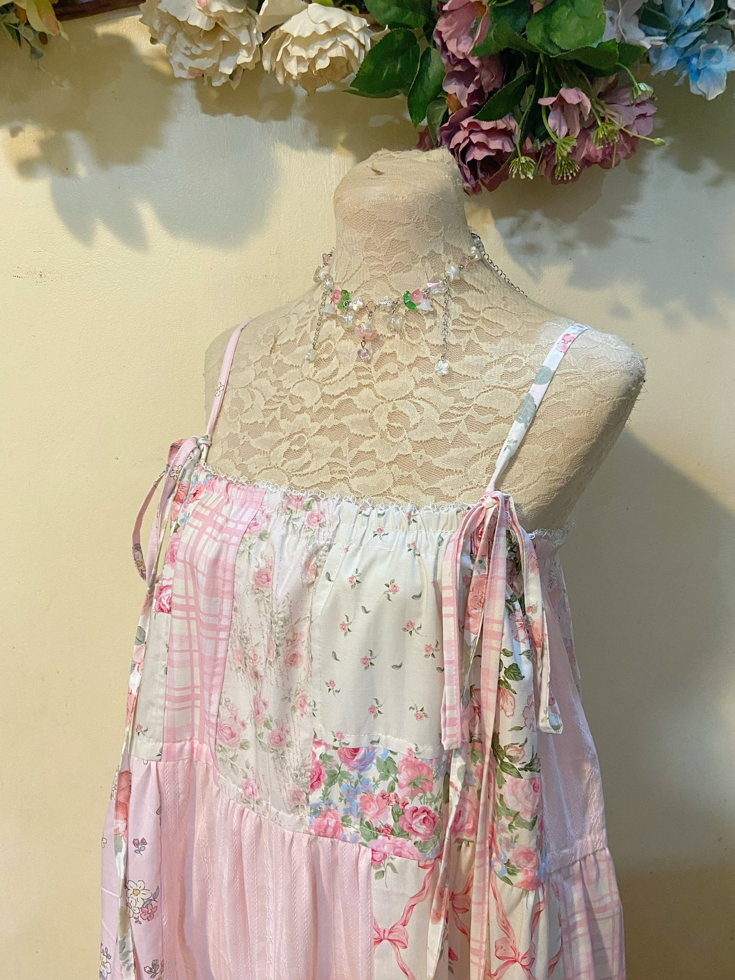 Pink Roses Patchwork Duster Dress