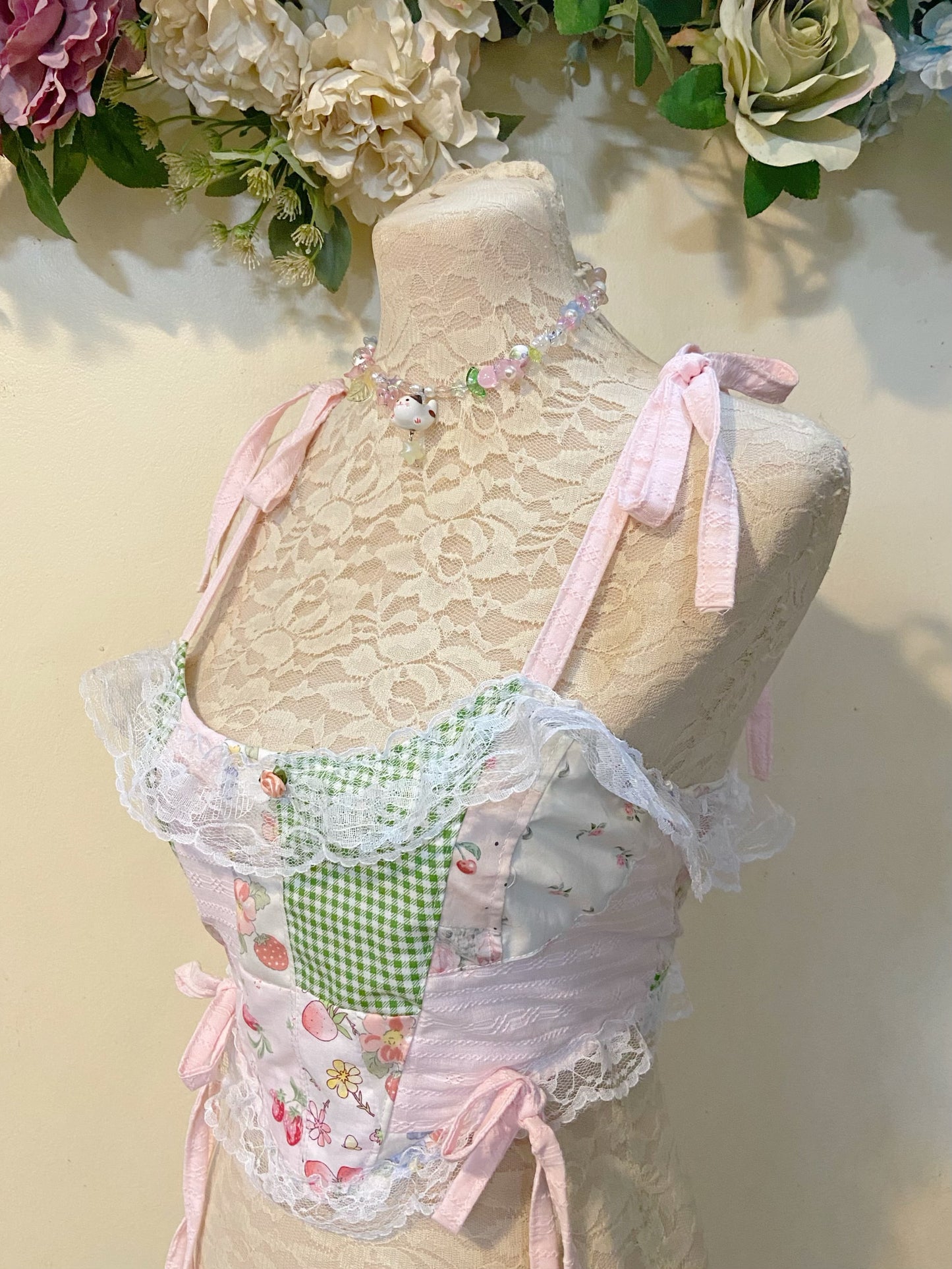 Sweet Pink Patchwork Handmade Cutie Top