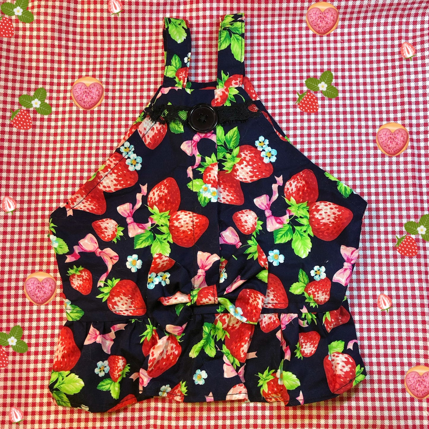 Black Strawberry Cutie Pet Handmade Dress