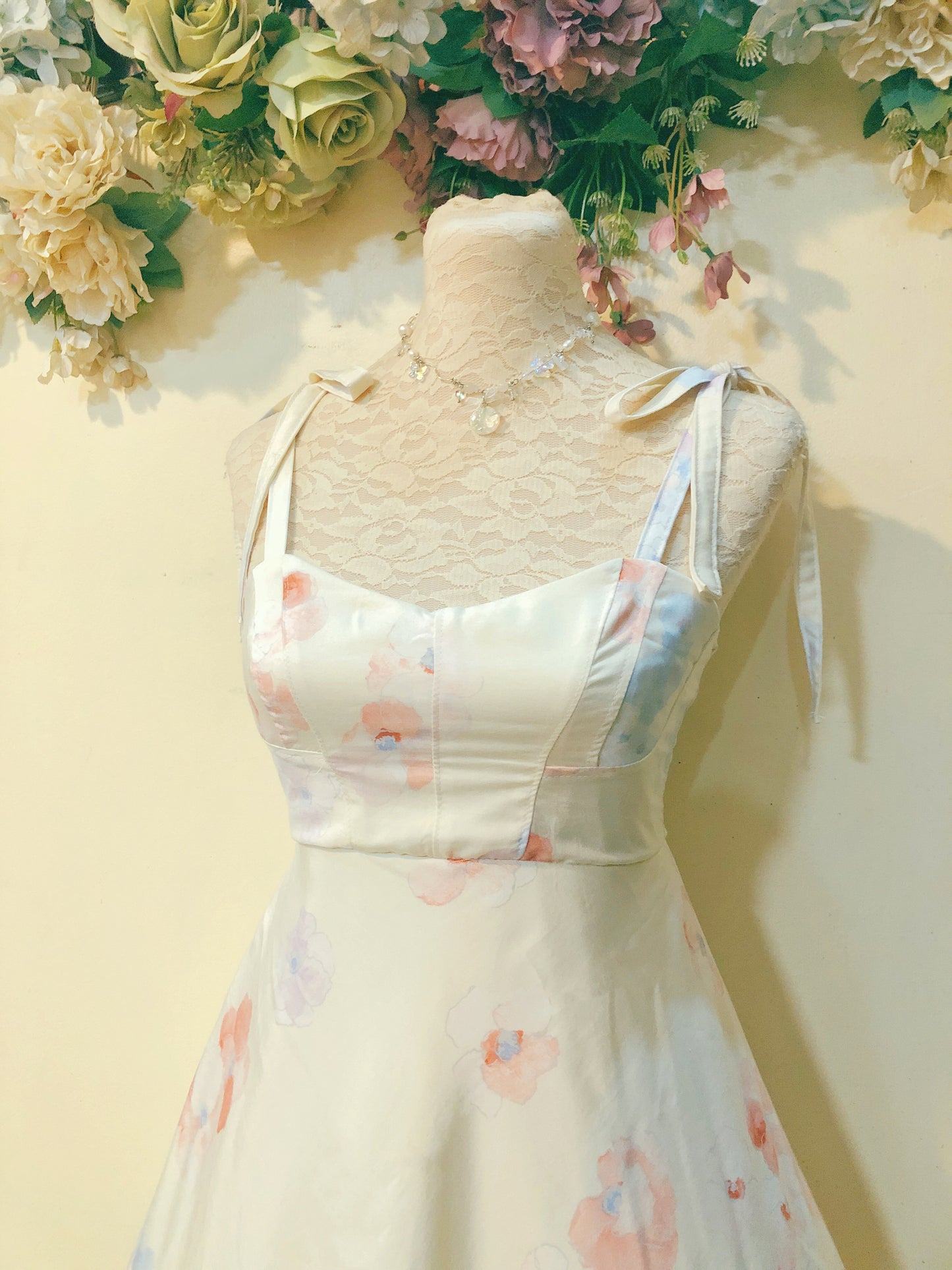 Hydrangea Cream Handmade Dress