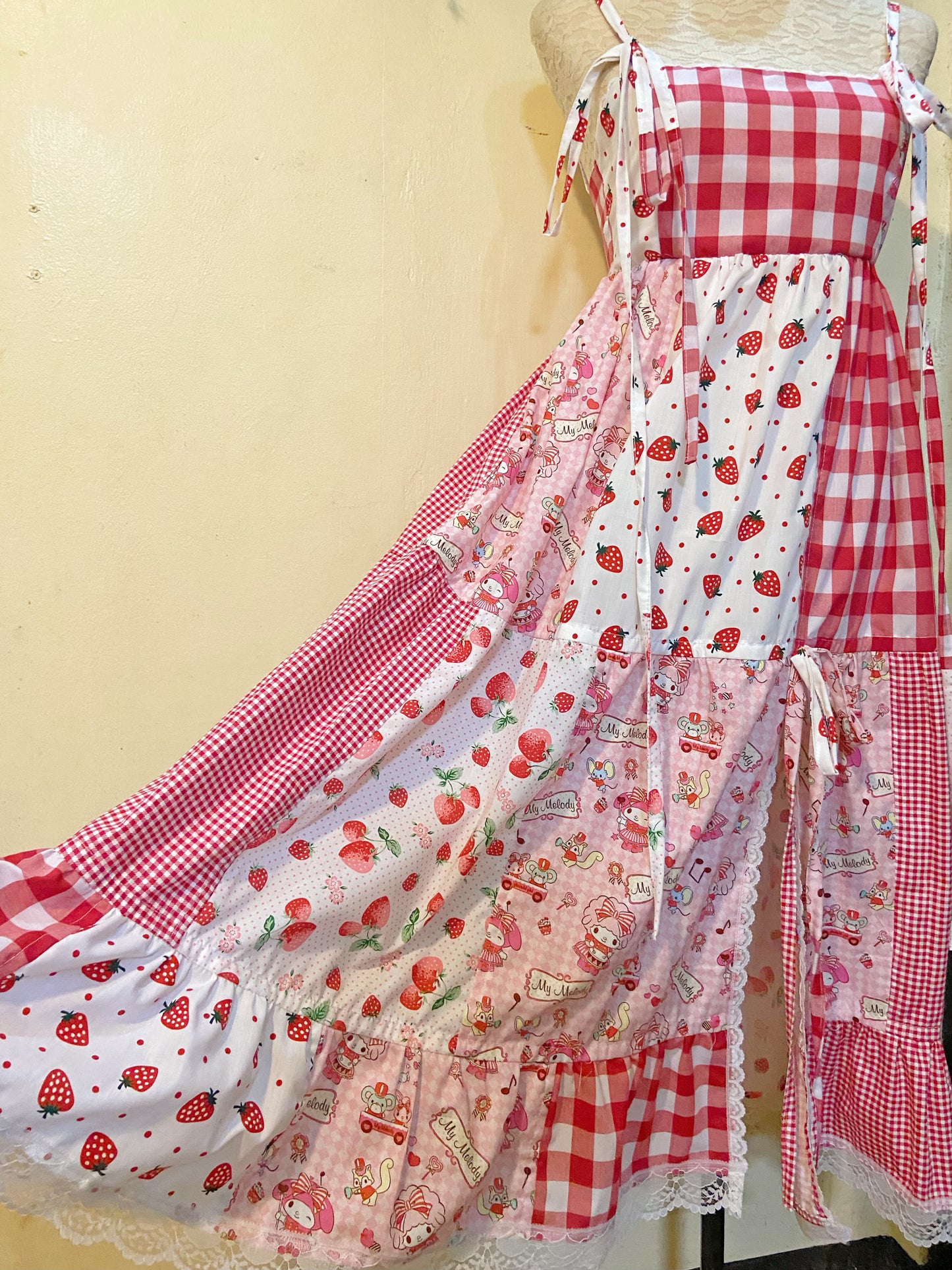 Melody’s Strawberries Patchwork Handmade Dress
