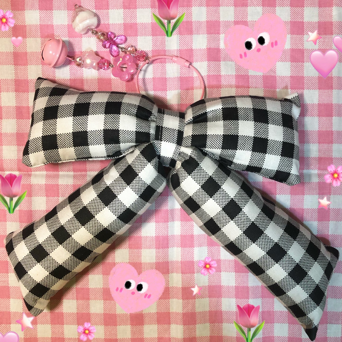 Black & Pink Chonky Ribbon Wenkwonk Keychain