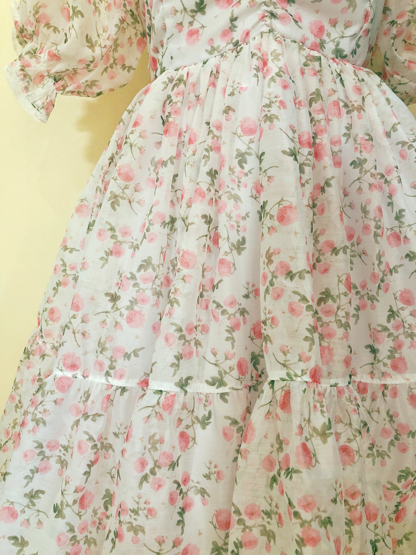 Pink Floral Organza Handmade Dress