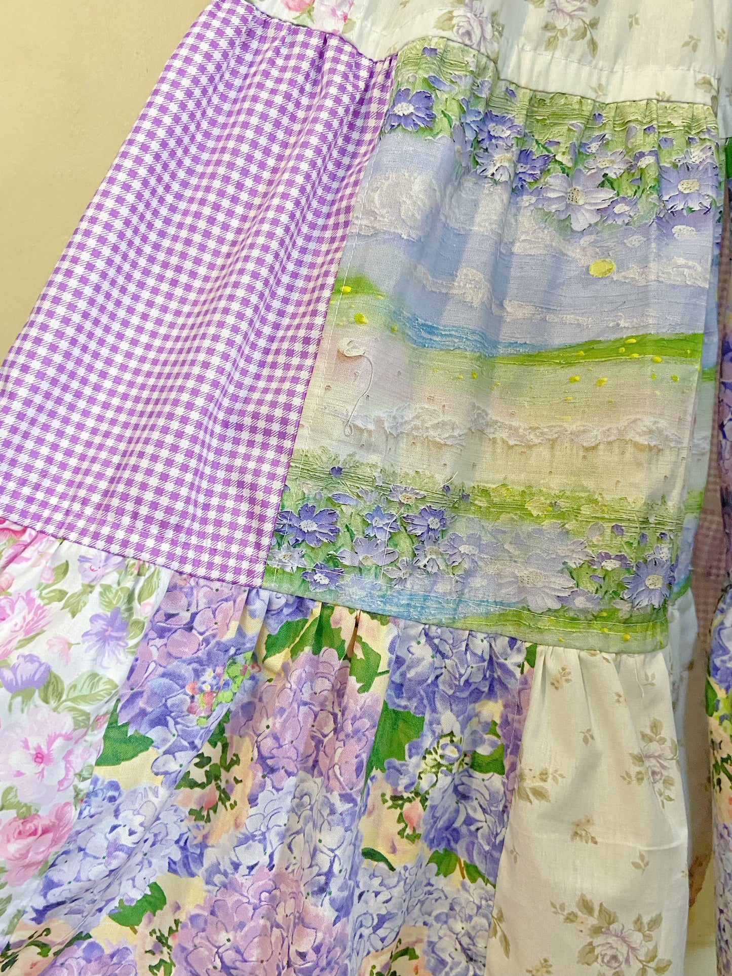 Purple Fields Milkmaid Patchwork Handmade Dress