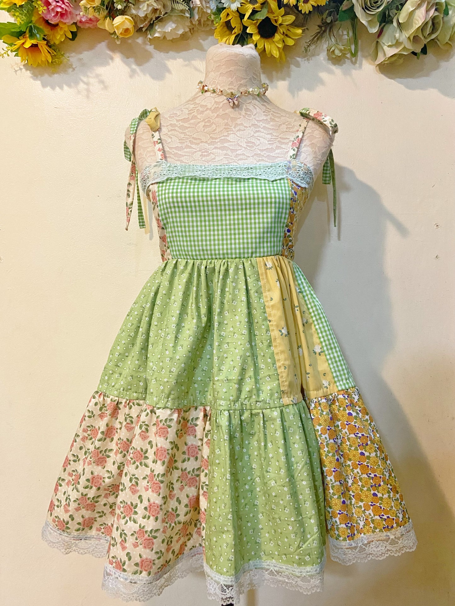 Flowers in the Garden Patchwork Handmade Dress