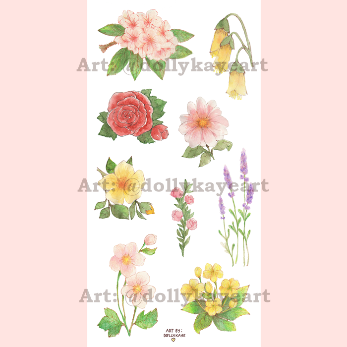 Watercolor Flowers Sticker Sheet