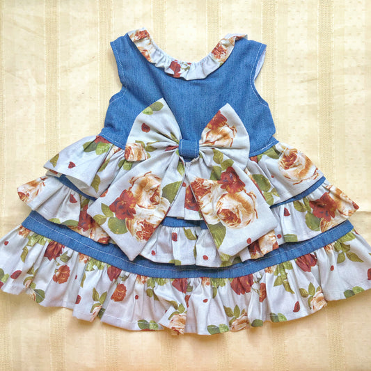 Denim Rose Pet Handmade Dress