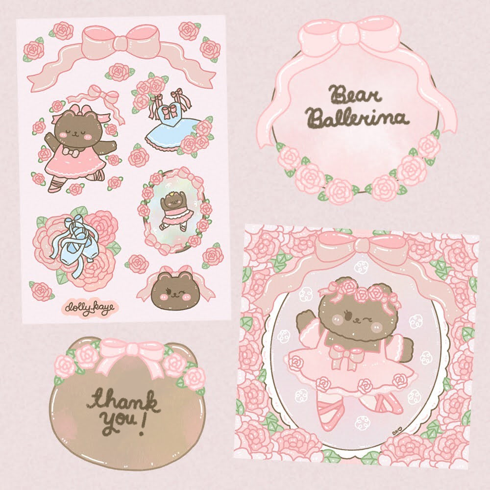 Bear Ballerina Sticker Set