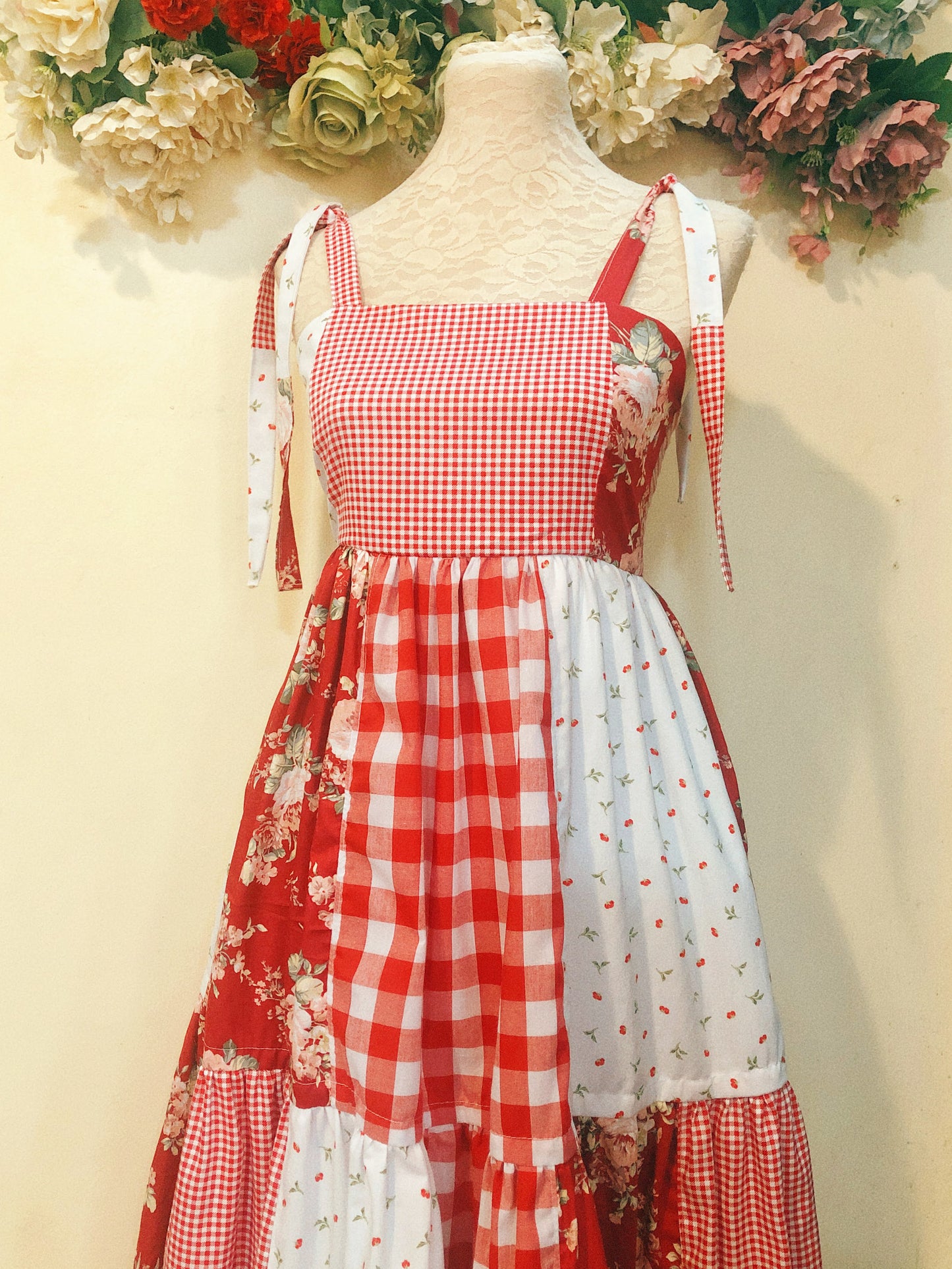 Romantic Rose Patchwork Handmade Dress