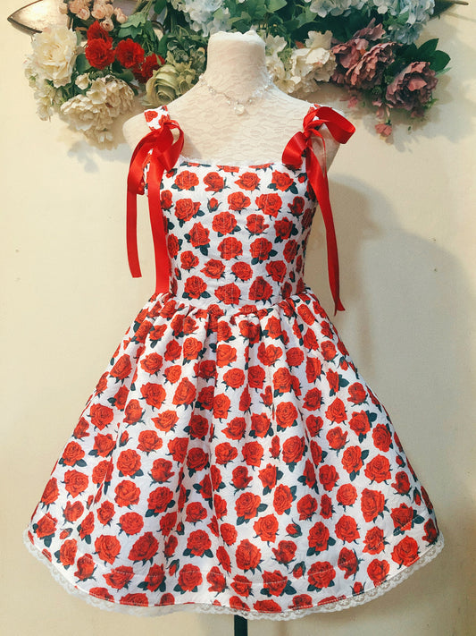 Red Rose Corset Mini Handmade Dress