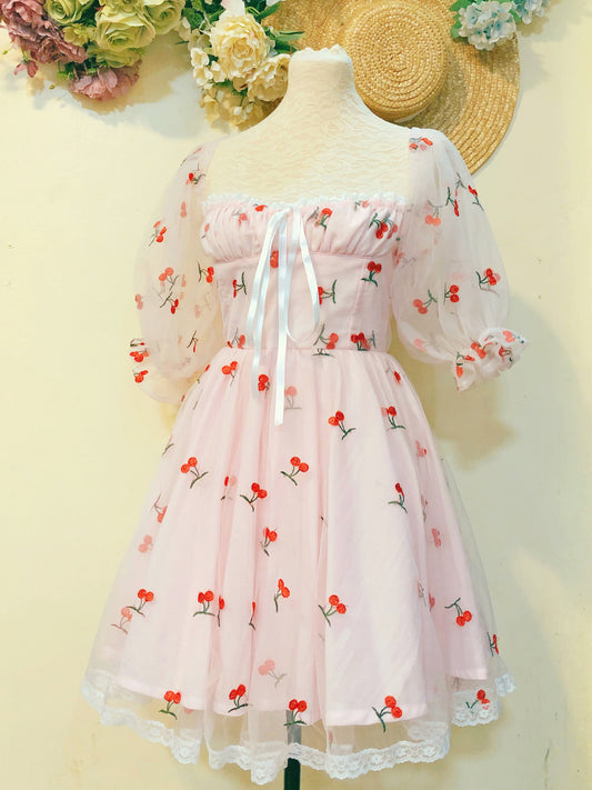 Fairy of the Cherry Fruit Handmade Dress