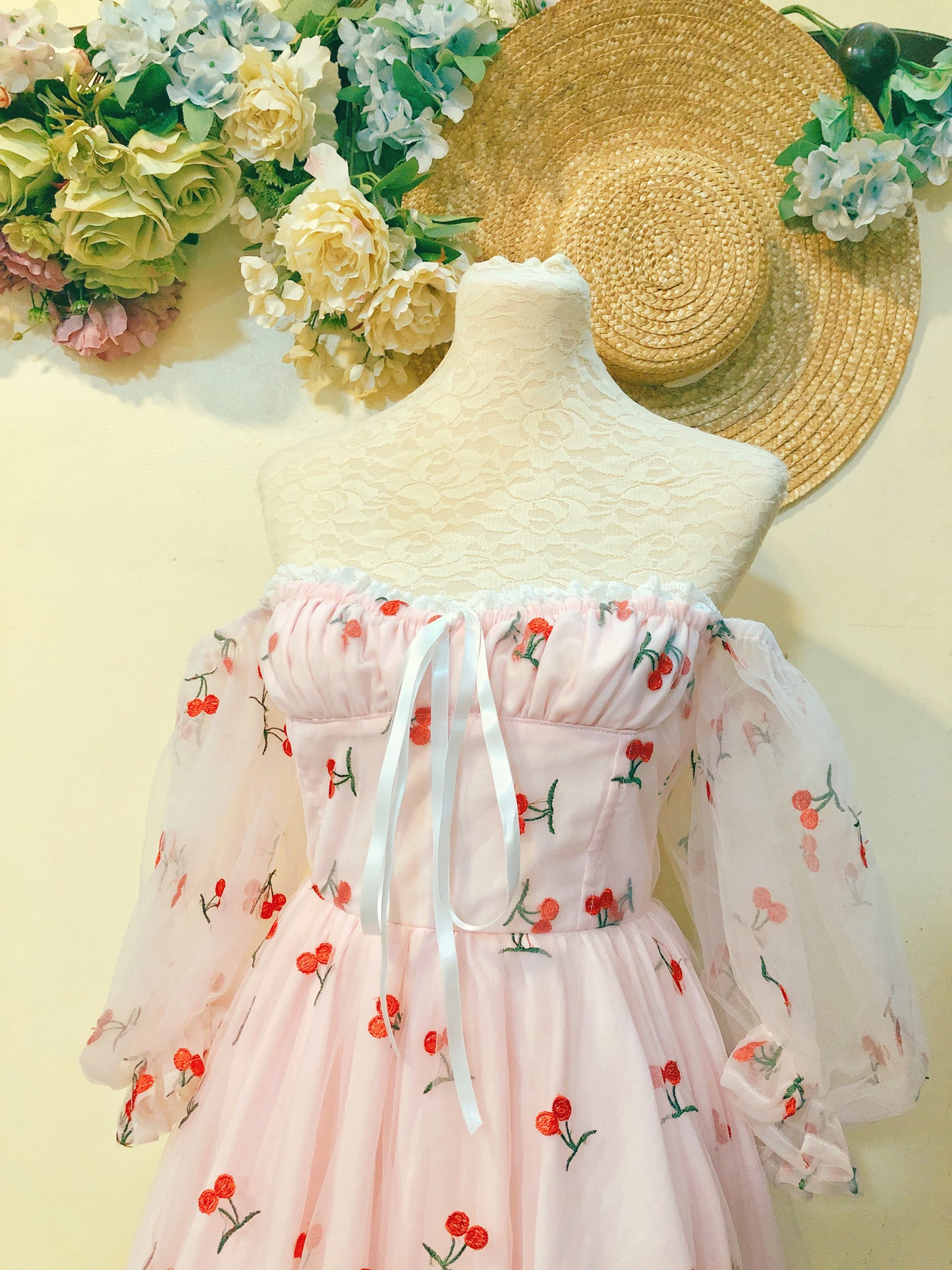 Fairy of the Cherry Fruit Handmade Dress