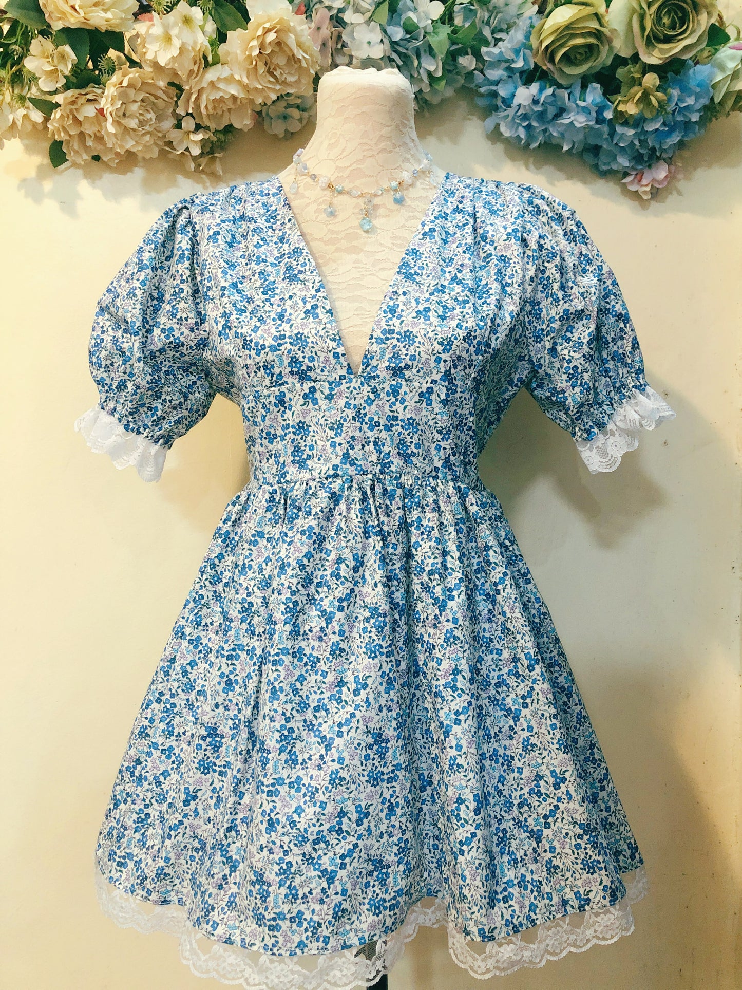 Little Blue Flowers Handmade Dress