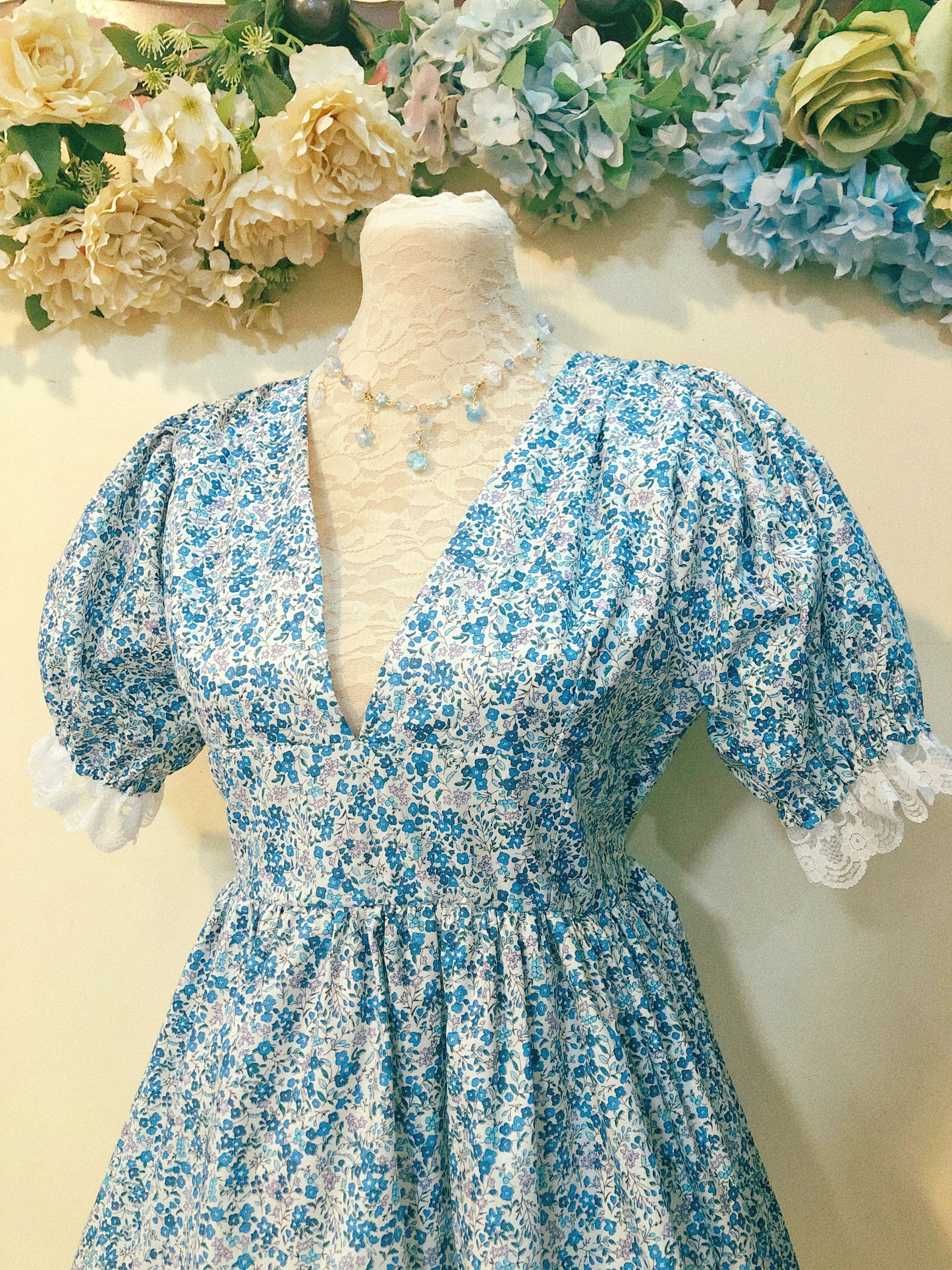 Little Blue Flowers Handmade Dress