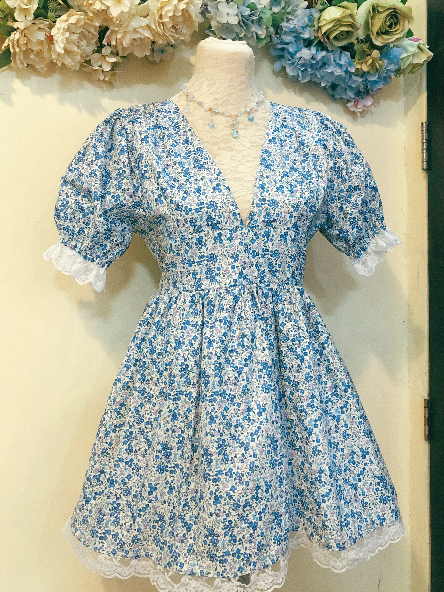 Little Blue Flowers Handmade Dress