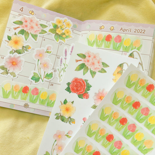 Watercolor Flowers Sticker Sheet