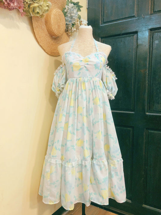 Pastel Garden Offshoulder Handmade Dress