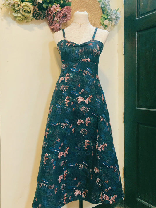 Midnight Garden Slit Handmade Dress