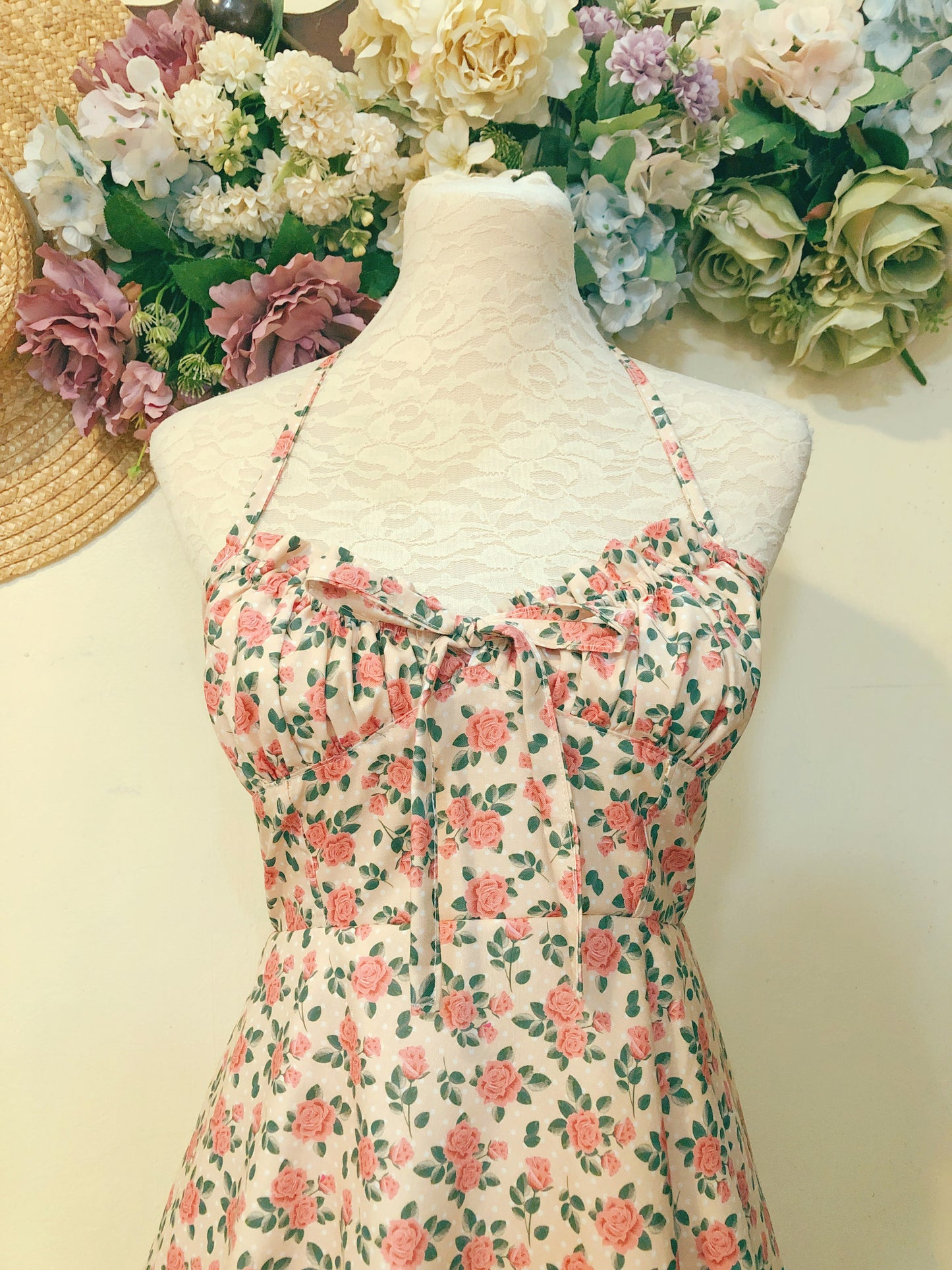 Beautiful Roses Haltered Handmade Dress