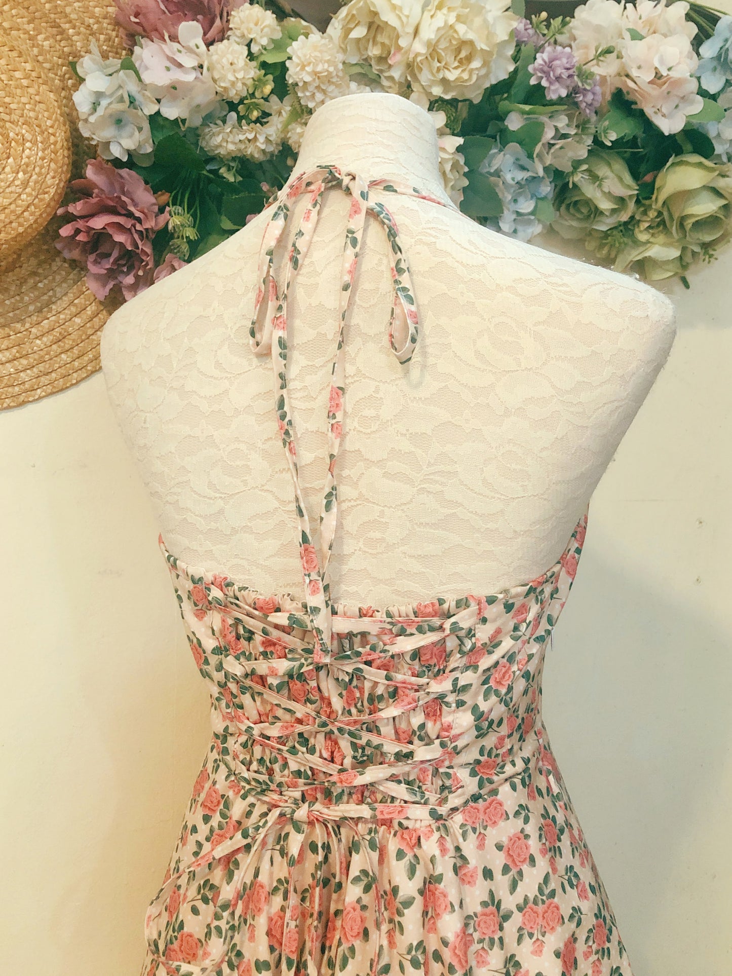 Beautiful Roses Haltered Handmade Dress