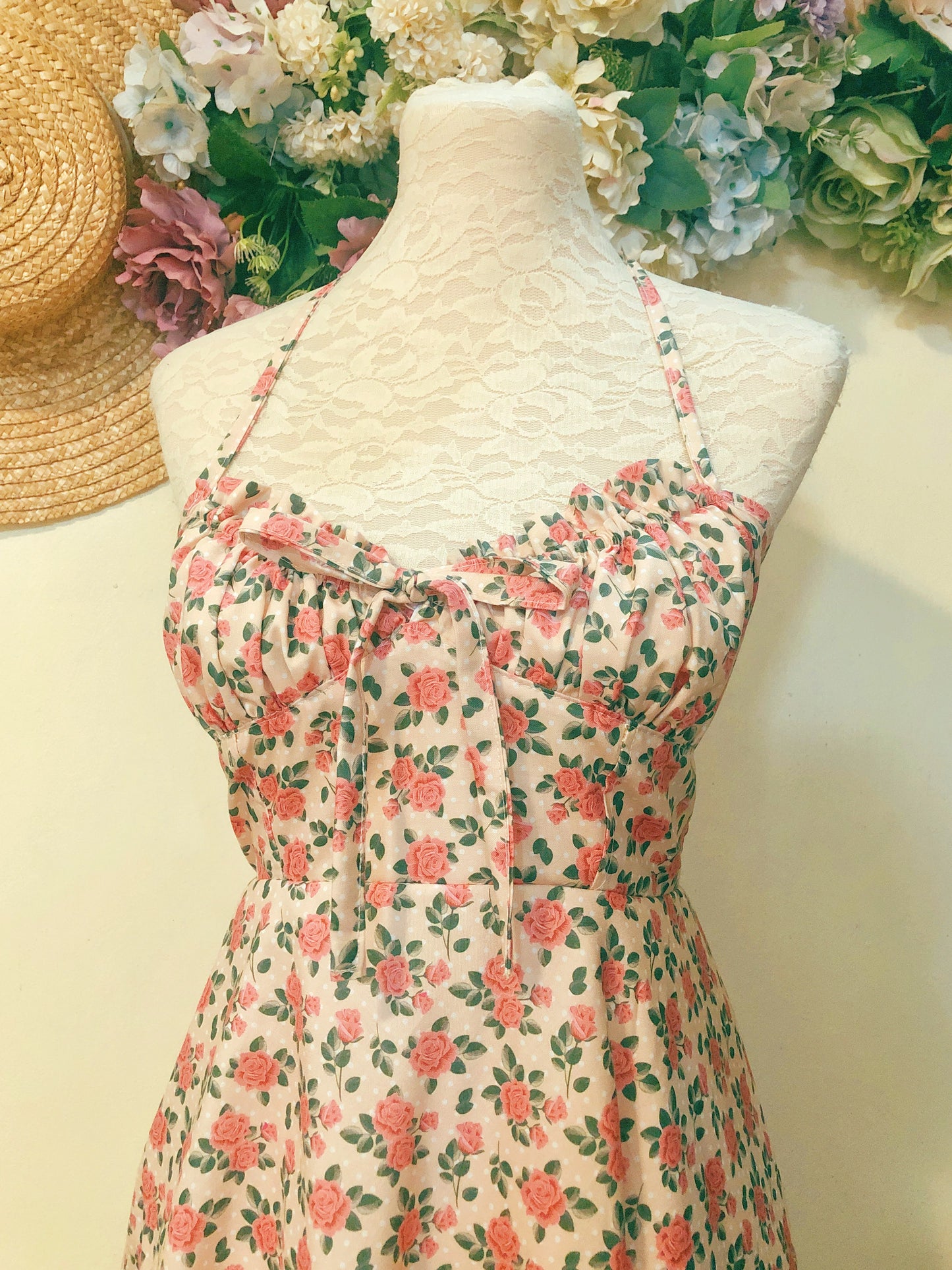 Beautiful Roses Haltered Handmade Dress