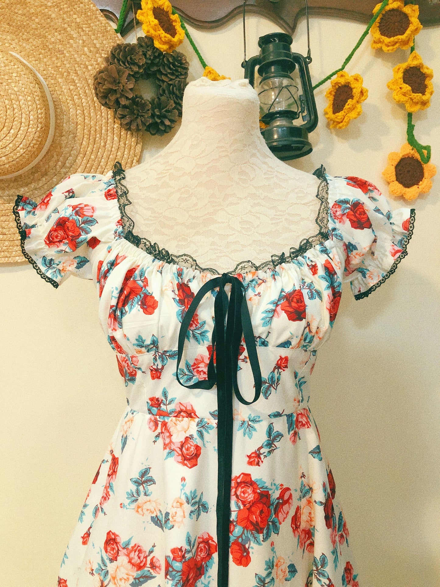 Autumn Rose Milkmaid Handmade Dress