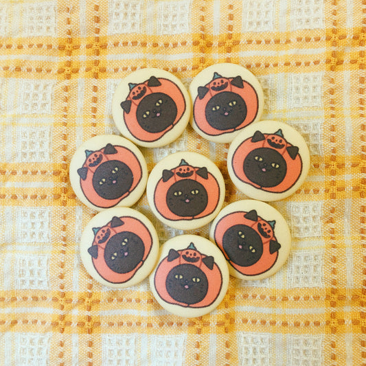 Pumpkin Cat Head - Mini Button Pin