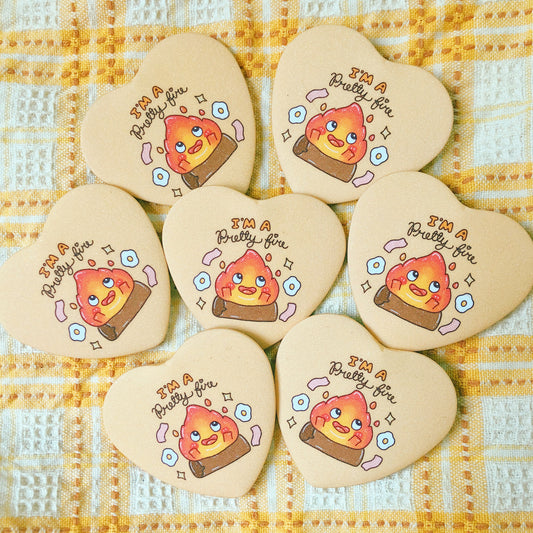 FANART - Calcifer - Heart Button Pin