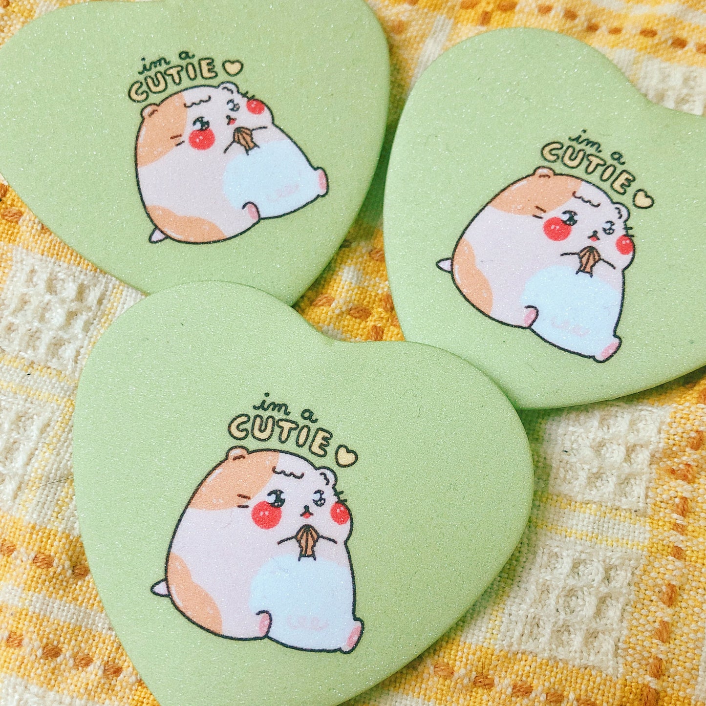 Cute Hamster - Heart Button Pin