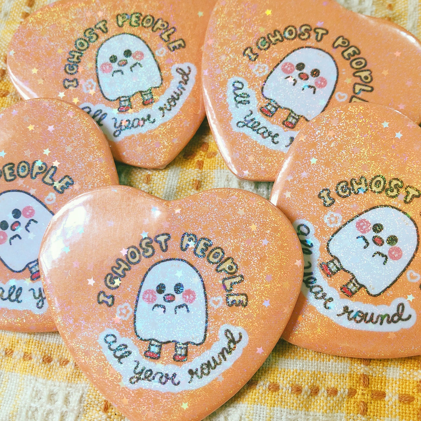 Ghost all Year Round - Heart Button Pin