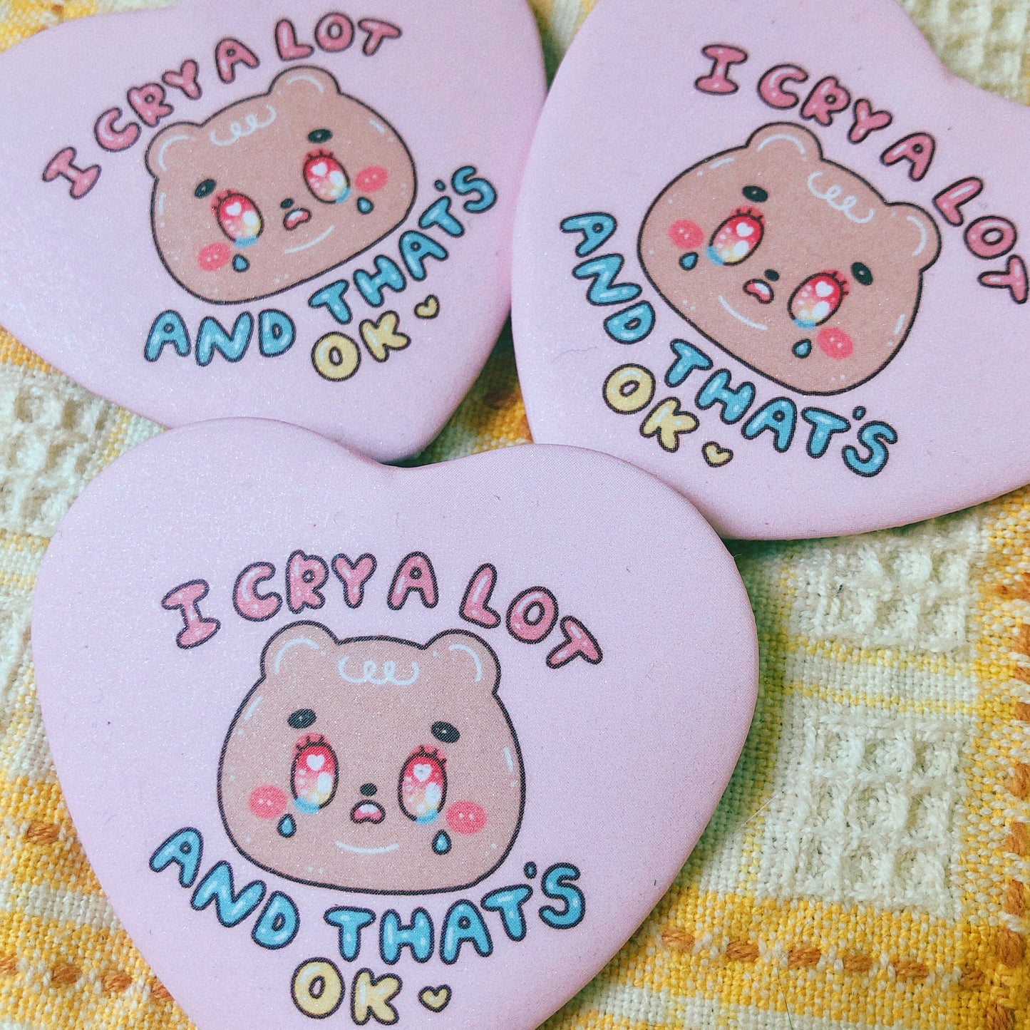 I cry a lot - Heart Button Pin