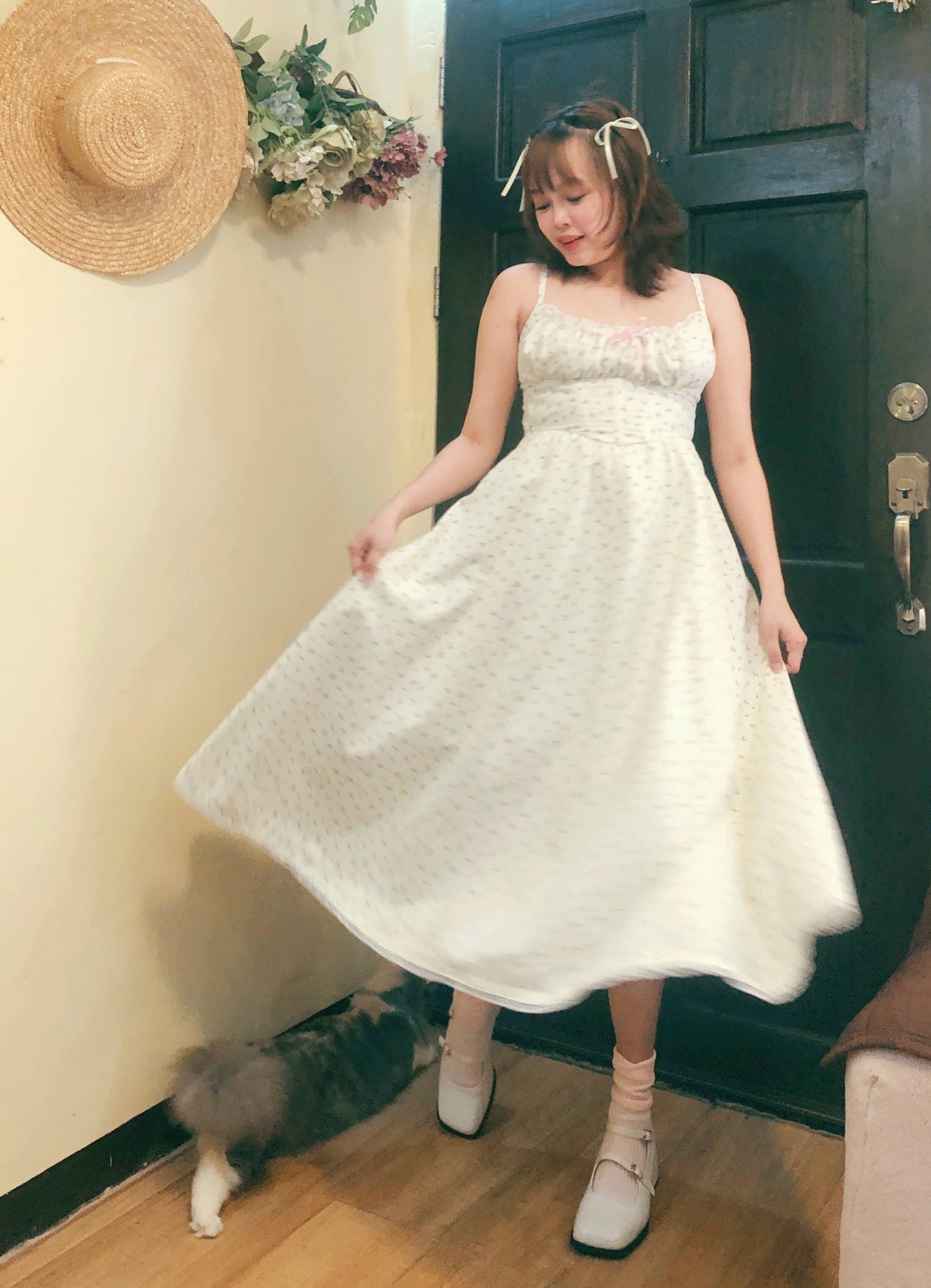 Flower Buds Milkmaid Handmade Dress