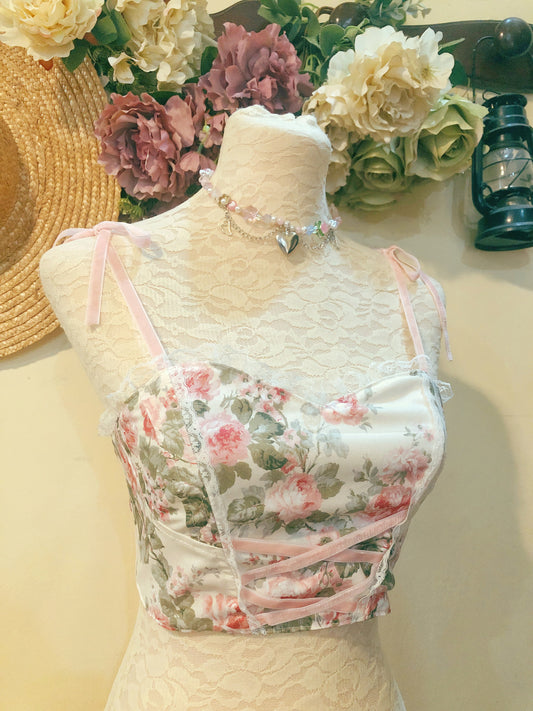 Vintage Rose Corset Handmade Top